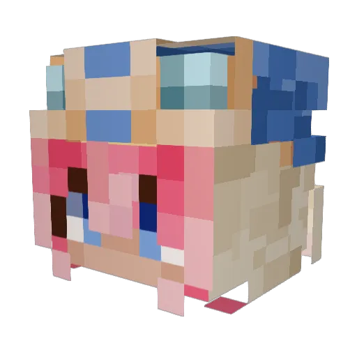 Kroobe Minecraft avatar head, 3D render