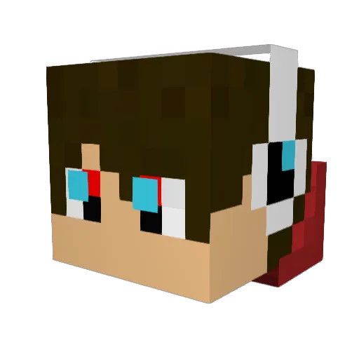 Kubajz_ Minecraft avatar head, 3D render