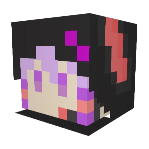 Kumagawa Minecraft avatar head, 3D render