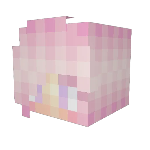 Kunwaii Minecraft avatar head, 3D render