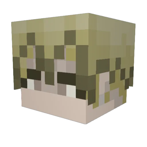 Lauced Minecraft avatar head, 3D render