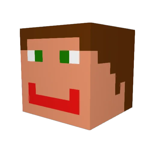 Laughed Minecraft avatar head, 3D render