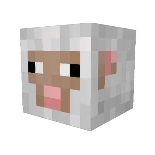 Laughsheep Minecraft avatar head, 3D render