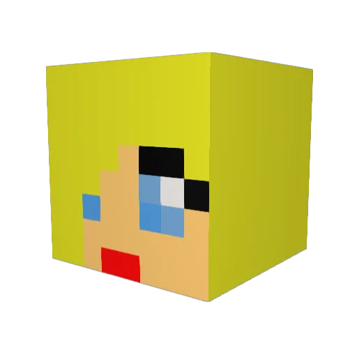 Lawlpz Minecraft avatar head, 3D render
