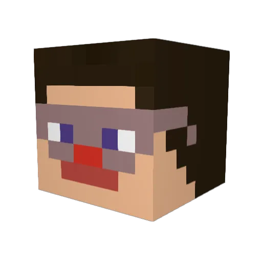 LeetPiet Minecraft avatar head, 3D render