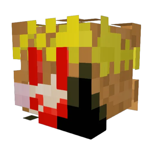 Lelecopur Minecraft avatar head, 3D render