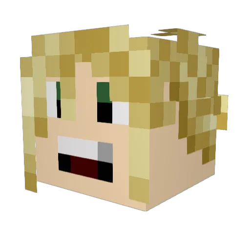 Lelenald Minecraft avatar head, 3D render