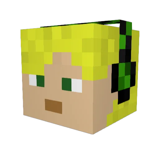 LelleGreen03 Minecraft avatar head, 3D render