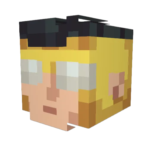 Lelxnd Minecraft avatar head, 3D render