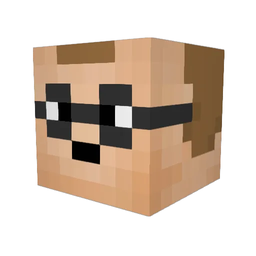 Lemuh Minecraft avatar head, 3D render