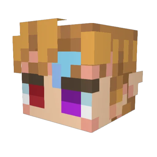 LevqF Minecraft avatar head, 3D render