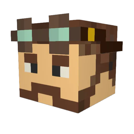 Lexing Minecraft avatar head, 3D render