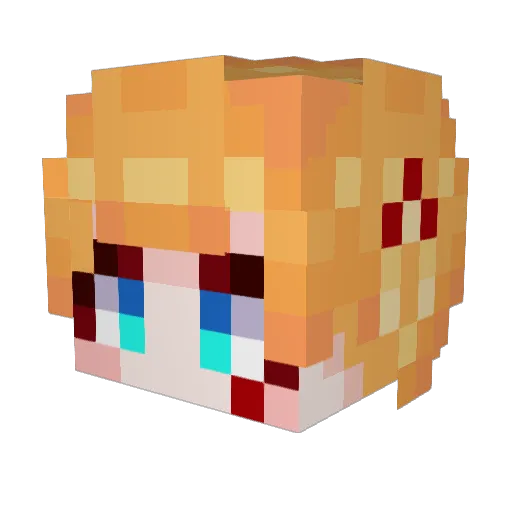 Lia_00_ Minecraft avatar head, 3D render