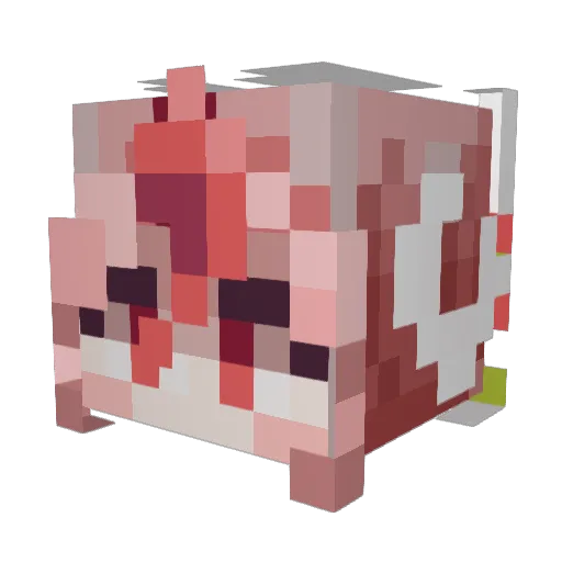 Lidderlypink Minecraft avatar head, 3D render