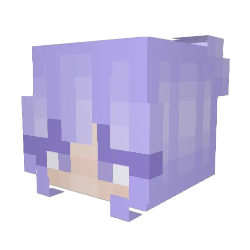 Lilaced Minecraft avatar head, 3D render