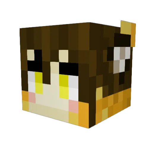Lilosa Minecraft avatar head, 3D render