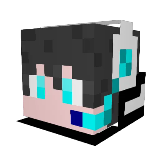 Lingchenxi Minecraft avatar head, 3D render