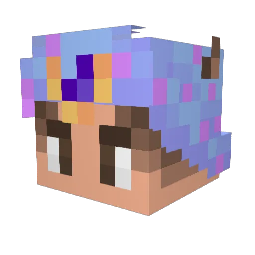 Lipao Minecraft avatar head, 3D render