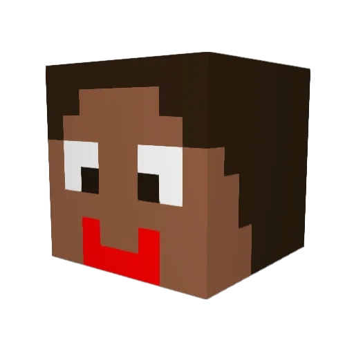 LipeLuna Minecraft avatar head, 3D render