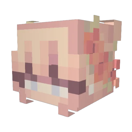 Lisiating Minecraft avatar head, 3D render