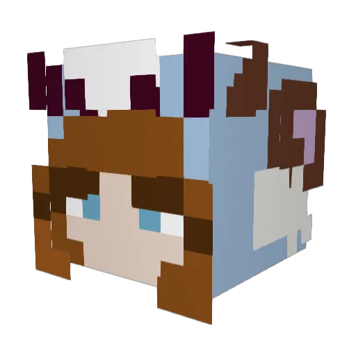 LittleMissCow Minecraft avatar head, 3D render