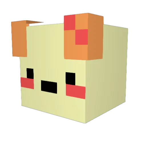 Lloong Minecraft avatar head, 3D render