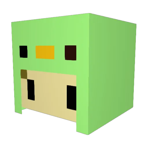 Lobbed Minecraft avatar head, 3D render