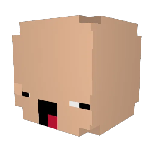 Lohnny Minecraft avatar head, 3D render