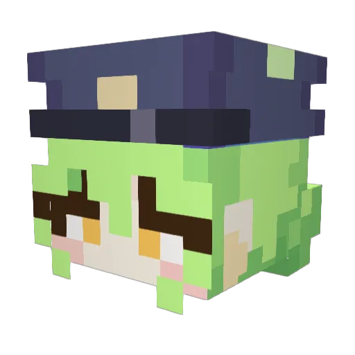 LoliFoid Minecraft avatar head, 3D render