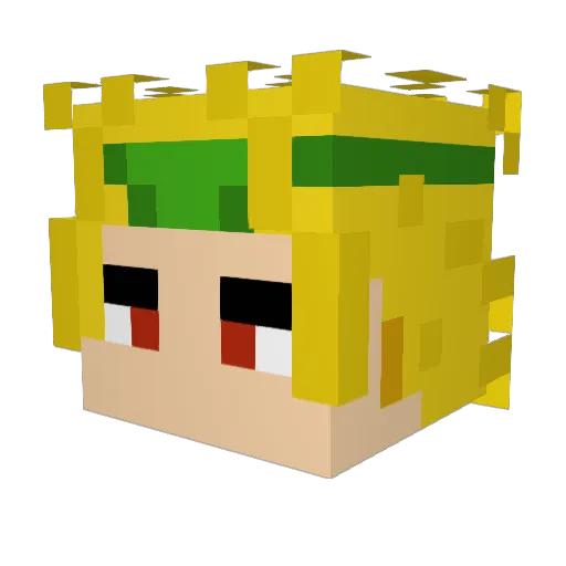 Lollerz Minecraft avatar head, 3D render