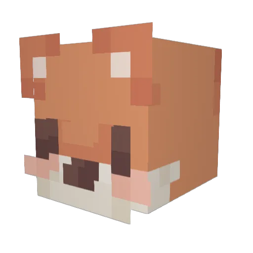 LoneFoxKK Minecraft avatar head, 3D render
