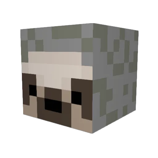 LongSloth Minecraft avatar head, 3D render