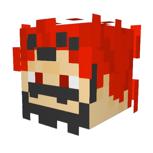 Longlose Minecraft avatar head, 3D render