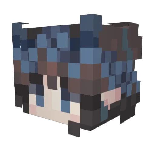 Looooon Minecraft avatar head, 3D render