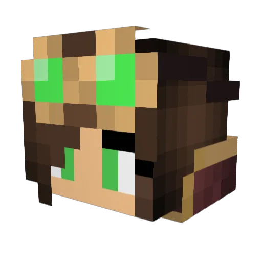 LostFox Minecraft avatar head, 3D render