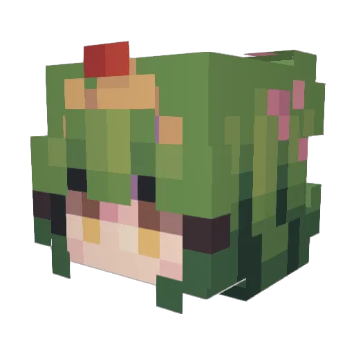 Lottieosaur Minecraft avatar head, 3D render