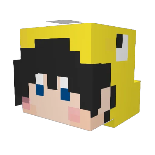 LouLong Minecraft avatar head, 3D render