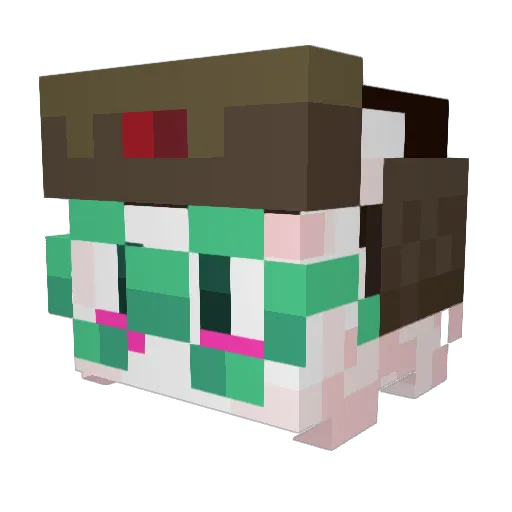 LoulouChan Minecraft avatar head, 3D render