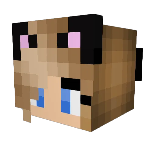 LoulouOmg Minecraft avatar head, 3D render