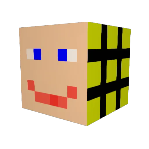 Lower_Case Minecraft avatar head, 3D render