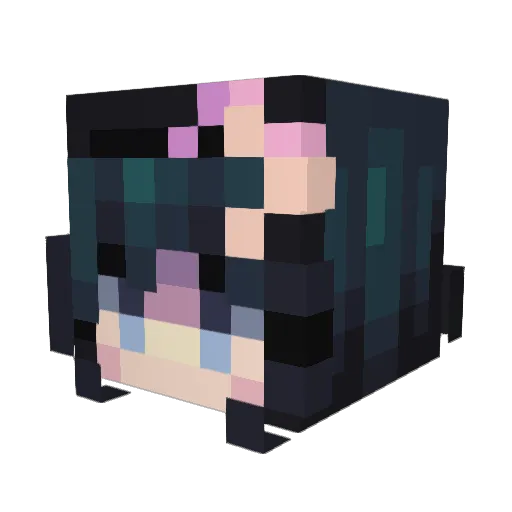 Lowkeylini Minecraft avatar head, 3D render