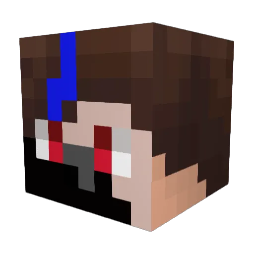 Lowritten Minecraft avatar head, 3D render