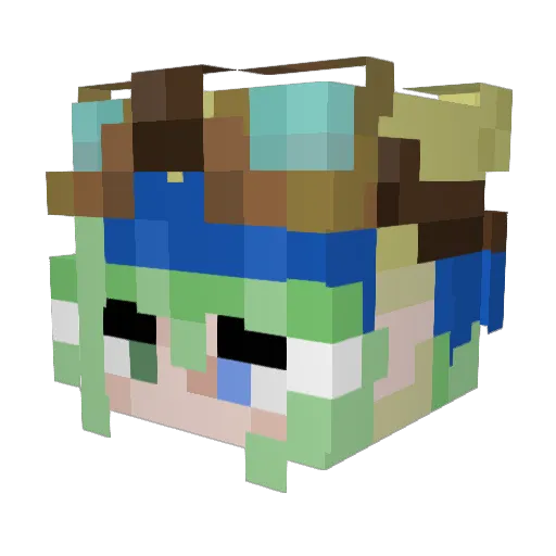 Luanious Minecraft avatar head, 3D render
