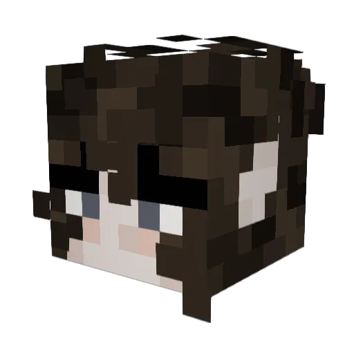 LubieKami Minecraft avatar head, 3D render