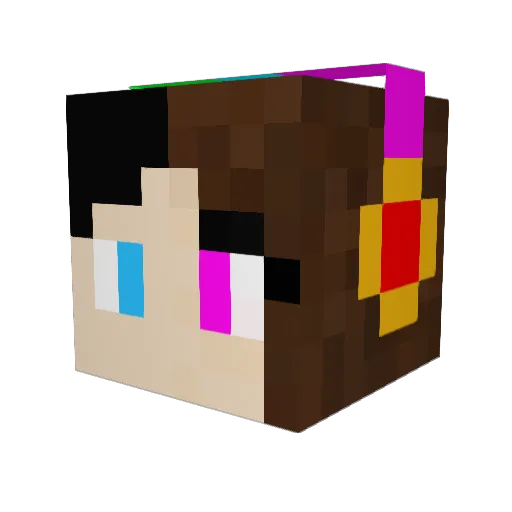 Luckme Minecraft avatar head, 3D render