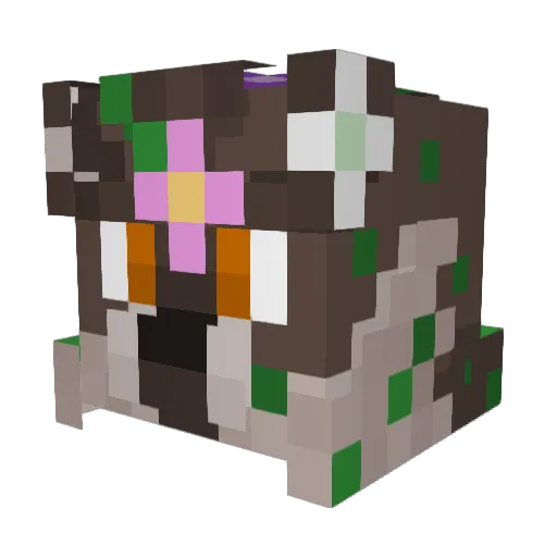 LuckyMushroom Minecraft avatar head, 3D render