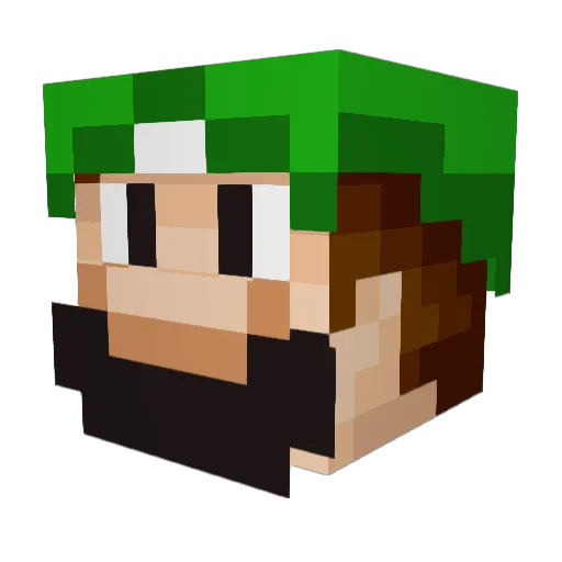 LuegiBoy Minecraft avatar head, 3D render