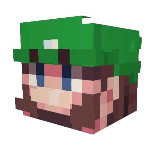 Luigi1011 Minecraft avatar head, 3D render