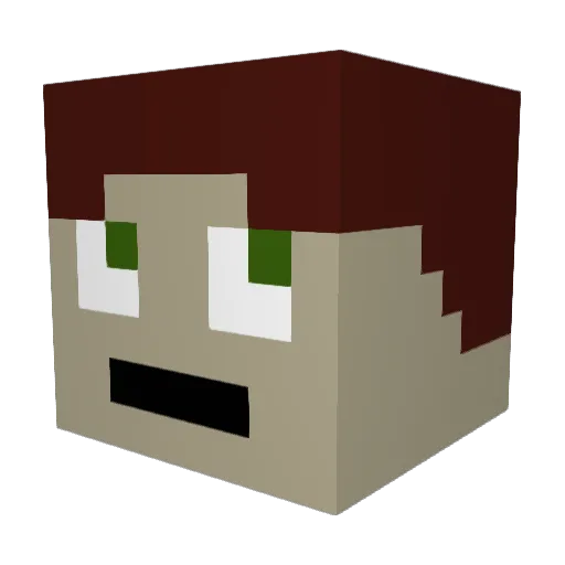 Luigi429 Minecraft avatar head, 3D render