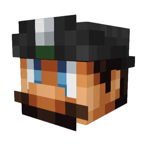 Luigi Minecraft avatar head, 3D render